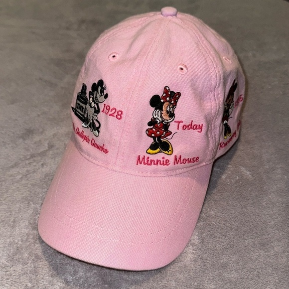 Disney Accessories - Disney Parks Minnie Mouse History Through The Years Baseball Hat Cap Pink- Adult